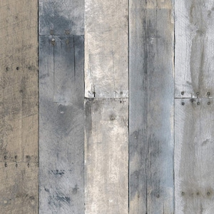 Rustic Driftwood Plank Wallpaper, Distressed Barn Wood Board, Coastal Cabin Slat, Old Industrial Farmhouse Peel Stick - 12x9&quot; Sample RE561so