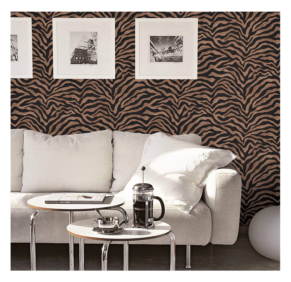 Realistic Black Zebra Stripe Wallpaper Faux Fur Pelt Etsy