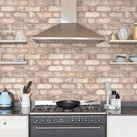 Rustic Gray Brick Wallpaper French Country Cottage Distressed