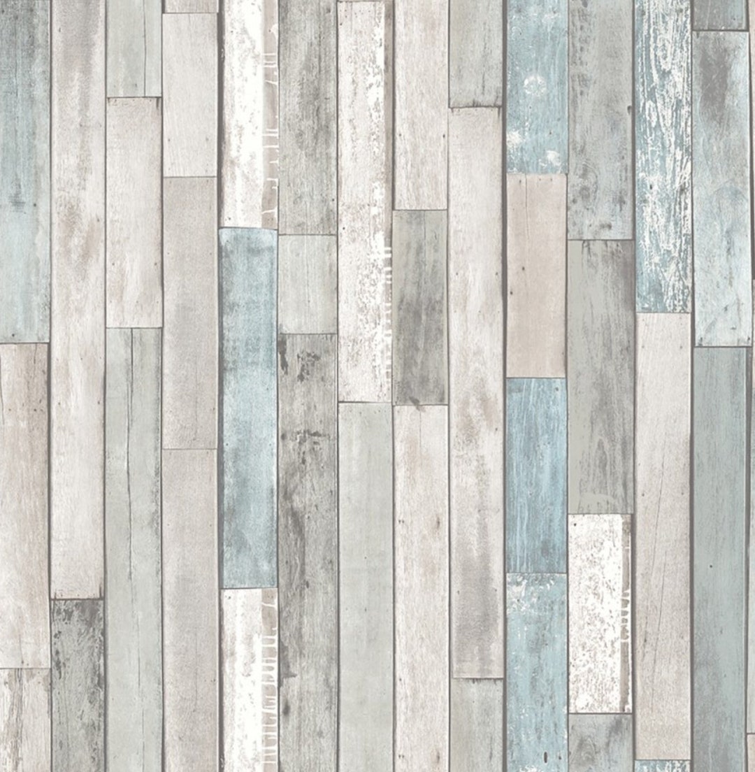Pale Blue Gray Shiplap Wallpaper Rustic Coastal Cottage, Reclaimed