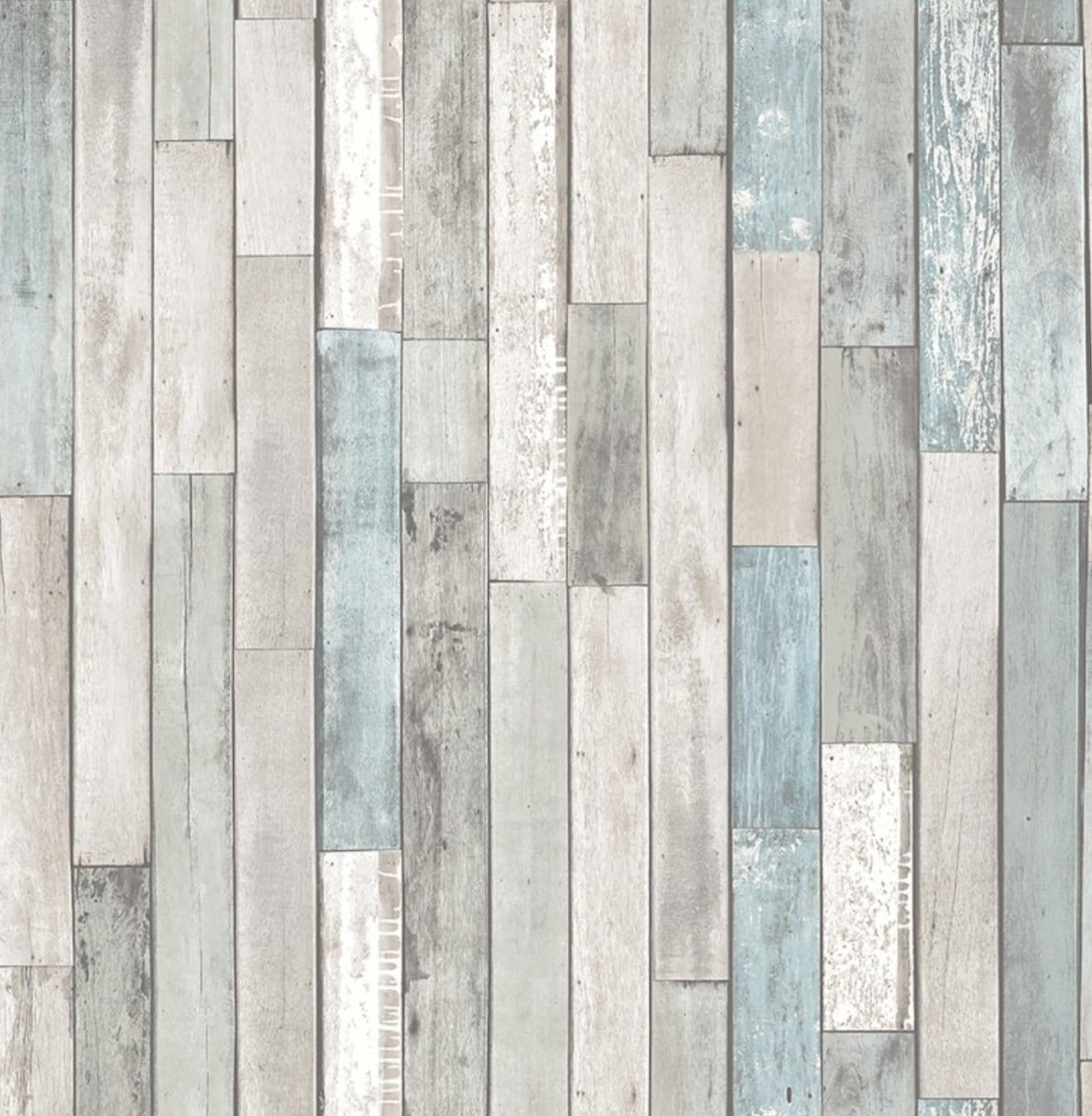 Pale Blue Gray Shiplap Wallpaper - Rustic Coastal Cottage, Reclaimed Beachy Wall Decor, Shabby Chic Country Bathroom -By The Yard FD23273so