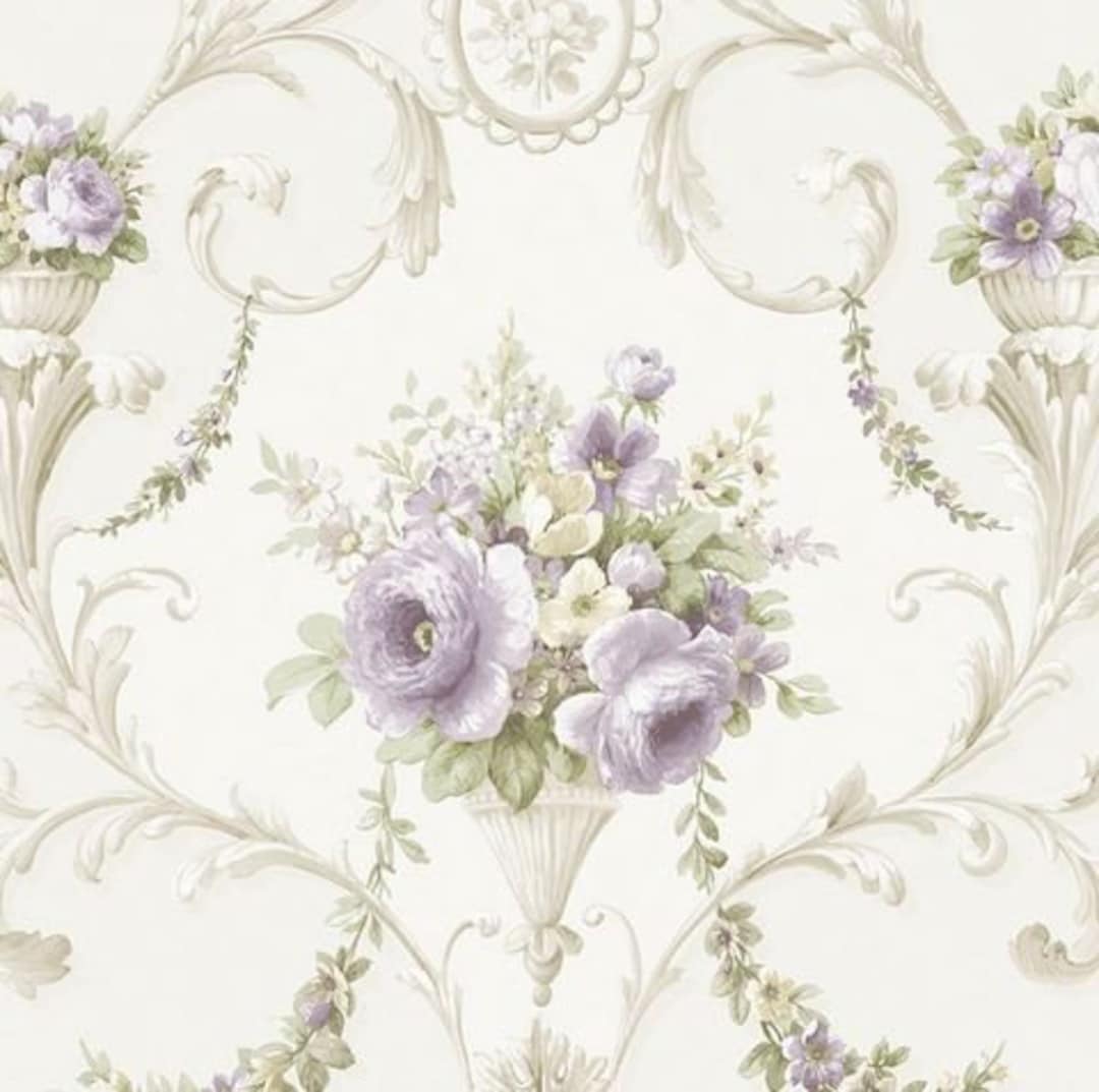 Lila Cameo Blumen Tapete, Shabby Französisch Viktorianisch, Vintage Chic  Landhauszimmer, Romantische Antik Cottage Rose - 30,5 x 23,5 cm Muster  IM36423so - Etsy Schweiz, image size:1080x1073