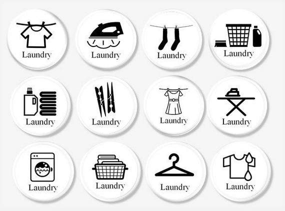 Laundry Cabinet Knobs Drawer Pulls Utility Room Words Wash Day Chores Hamper Sabby Retro Home Decor Storage Accessories 816q20