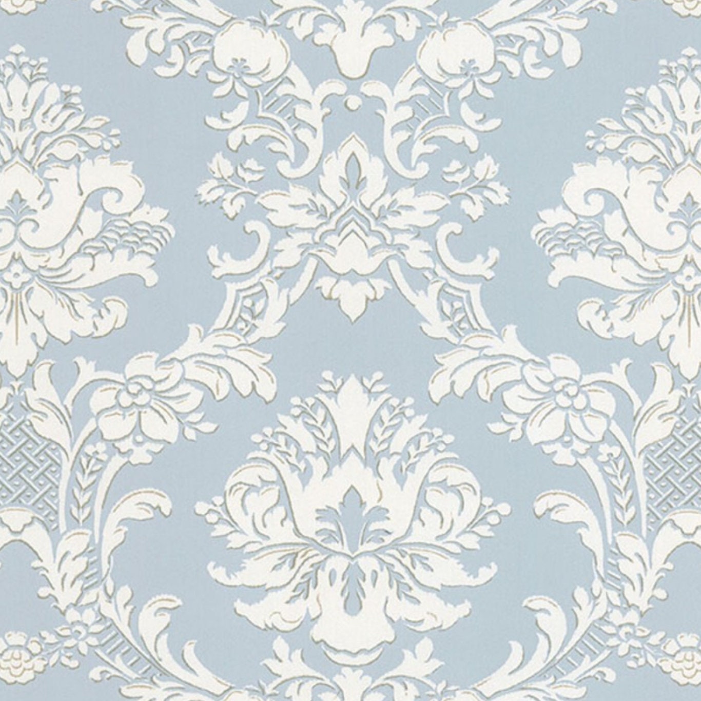 White Floral Scrolling Trellis Damask Wallpaper Vintage Victorian