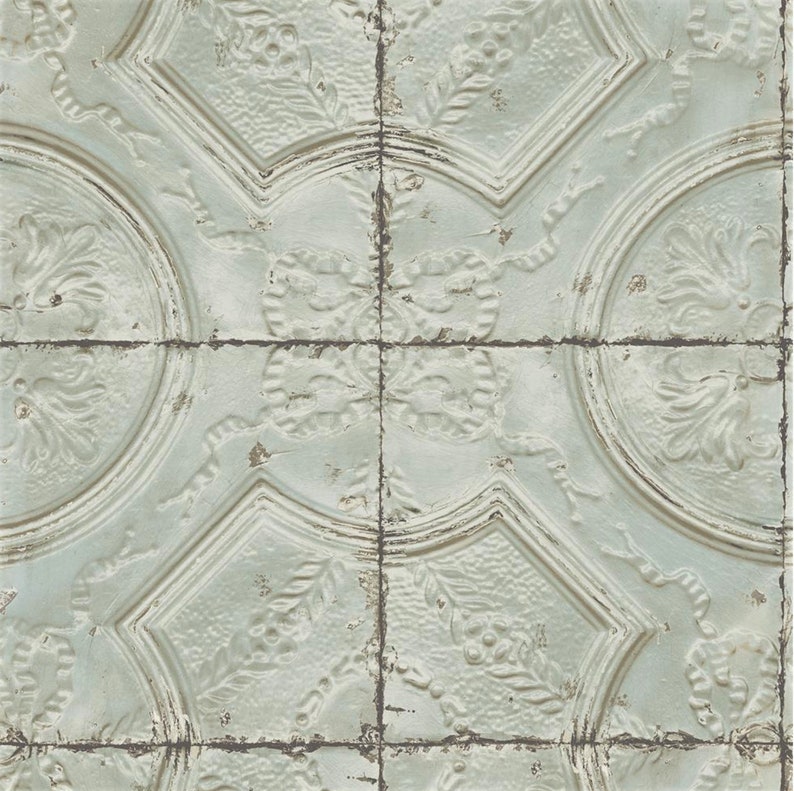 Vintage Farmhouse Tin Tile Wallpaper Rustic Old Antique