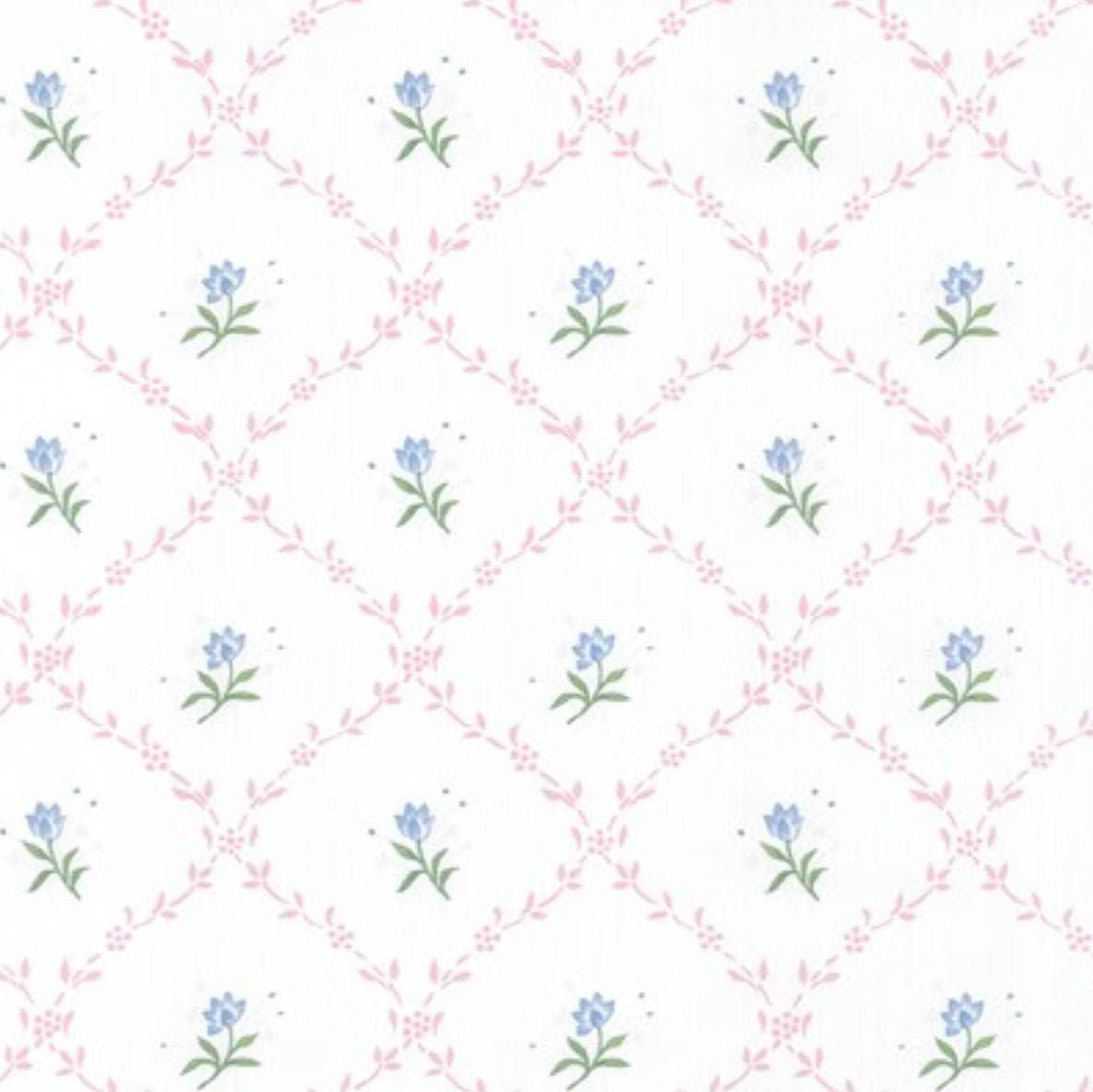 Shabby Cottage Floral Wallpaper, Flower Lattice Stencil, Charming Baby Girl Nursery, Cheerful Farmhouse Laundry - 12"x9" Sample PF27262so