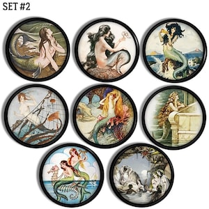 Mermaid Dresser Drawer Pulls, Sea Siren Women Fantasy Art, Norse Mariner Lore, Bathroom Nautical Cabinet Knob 816P25 .