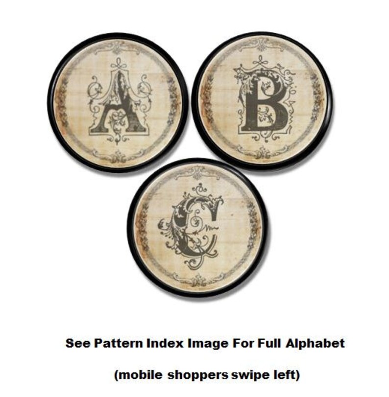 Grungy Tea Stained Vintage Monogram Letter Drawer Knobs Etsy