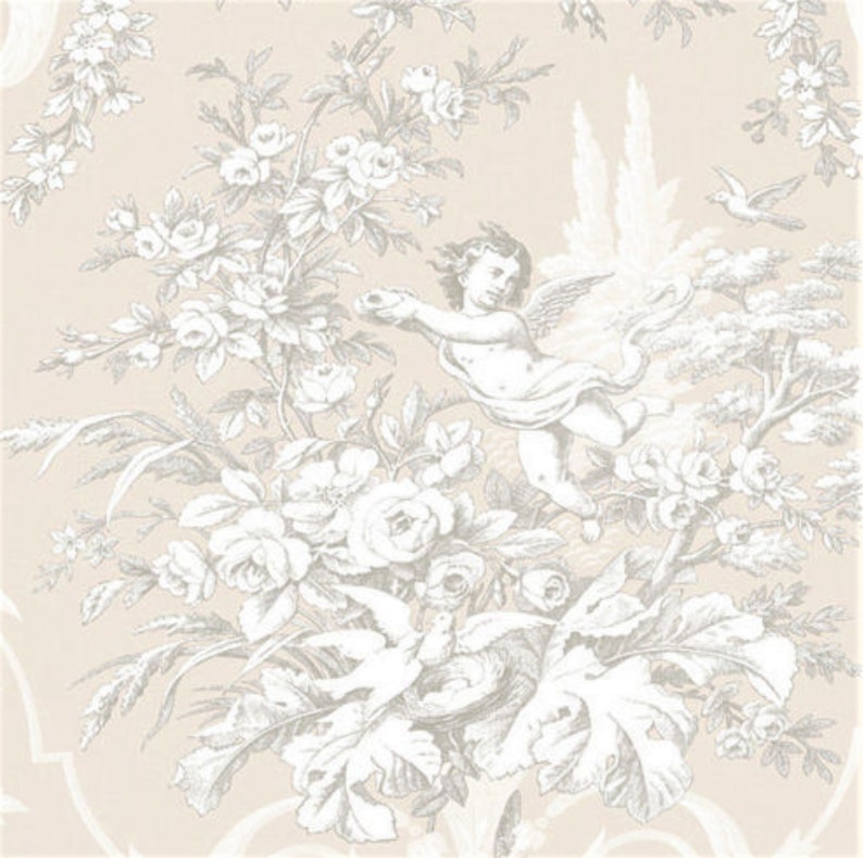 Cherub Angel Toile Wallpaper Antique Victorian Urn Floral - Etsy Australia