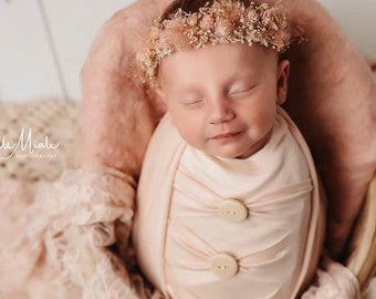 Quick Wrap* easy swaddling*cream jersey fabric* photographers aide* newborn floral headband*newborn photo props* quick wrap posing