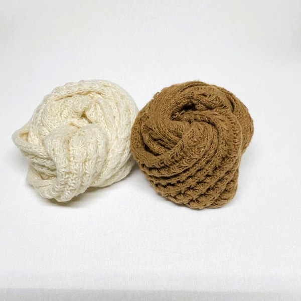 Chunky knit wraps, hand knitted wraps, newborn photo props, baby wraps, newborn posing, cream and spice color wraps, newborn swaddles