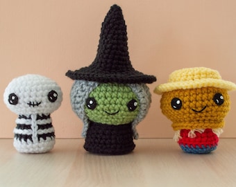 Halloween Crochet Skeleton Pattern, Crochet Witch Pattern and Scarecrow Amigurumi Pattern | Trick or Treat 2
