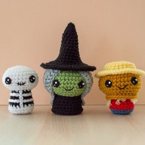 Halloween Crochet Skeleton Pattern, Crochet Witch Pattern and Scarecrow Amigurumi Pattern Trick or Treat 2 image 1