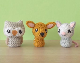 Crochet Owl, Deer and Opossum Amigurumi Pattern | Backyard Critters 4