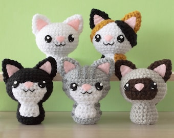 Crochet Siamese, Tuxedo, Tabby, Calico and White Cat Amigurumi Pattern | Swat Team Kitties 1