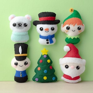 Felt Santa, Christmas Tree, Toy Soldier, Elf, Snowman, Polar Bear Sewing Pattern Ho Ho Holidays 1 image 1