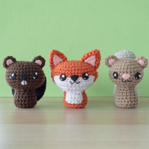 Crochet Fox, Squirrel, Beaver, Chipmunk, Bear, Rabbit, Raccoon, Hedgehog Amigurumi Patterns Backyard Critters 1-4 Pattern Bundle image 2