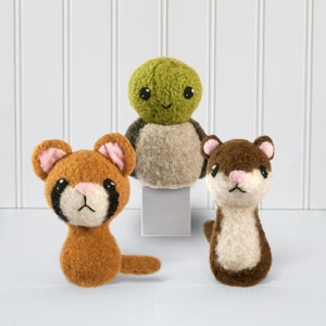 Backyard Critters 5 Felted Knitting Amigurumi Pattern with Cougar, Turtle and Weasel image 1