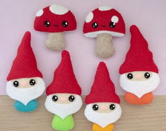 Gnomes and Mushroom Felt Sewing Pattern - Oh Gno! Felt Sewing Pattern