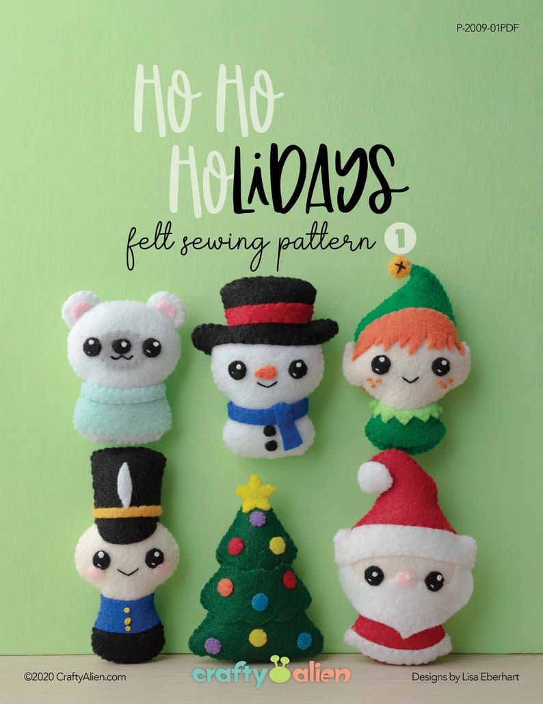 Felt Santa, Christmas Tree, Toy Soldier, Elf, Snowman, Polar Bear Sewing Pattern Ho Ho Holidays 1 image 2