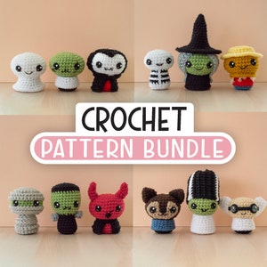 Halloween Crochet Zombie, Ghost, Vampire, Witch, Frankenstein, Werewolf, Devil, Amigurumi Patterns | Trick or Treat 1-4 Pattern Bundle