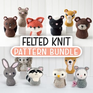 Felted Knit Woodland Animal Amigurumi Patterns: Critter Bundle (PDF Pattern)