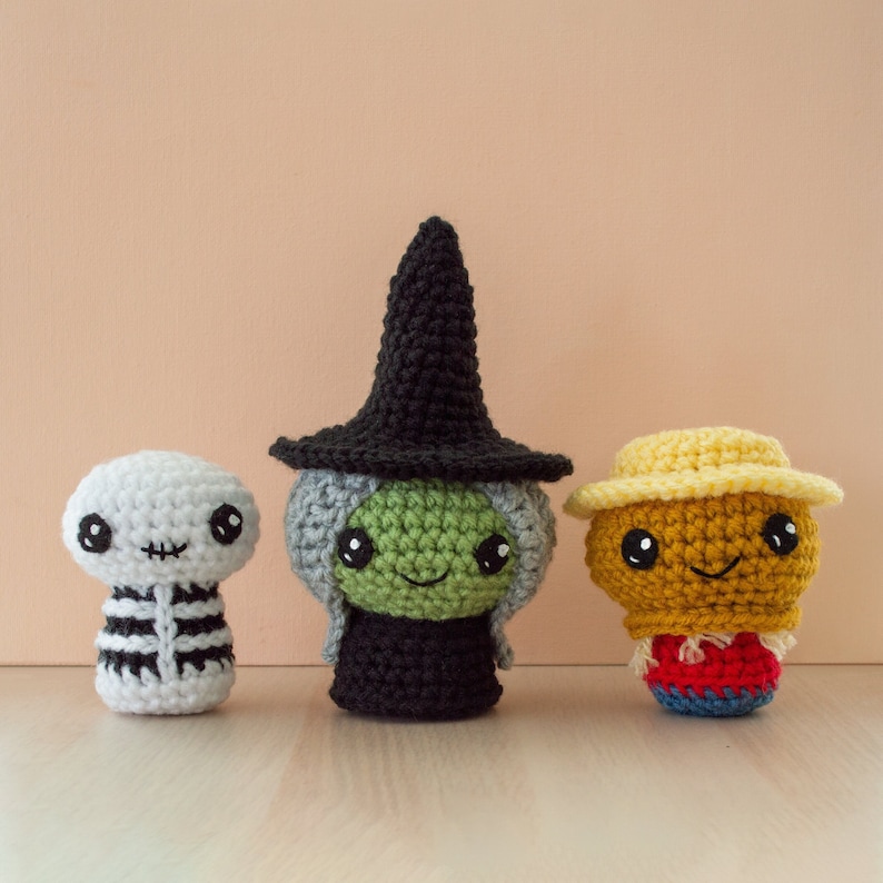 Halloween Crochet Skeleton Pattern, Crochet Witch Pattern and Scarecrow Amigurumi Pattern Trick or Treat 2 image 1
