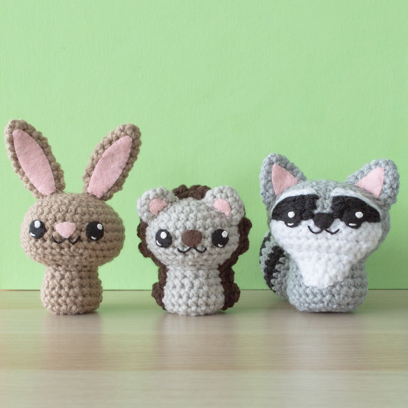 Crochet Fox, Squirrel, Beaver, Chipmunk, Bear, Rabbit, Raccoon, Hedgehog Amigurumi Patterns Backyard Critters 1-4 Pattern Bundle image 4