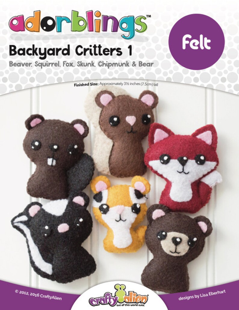 Backyard Critters Felt Animal Sewing Pattern Etsy