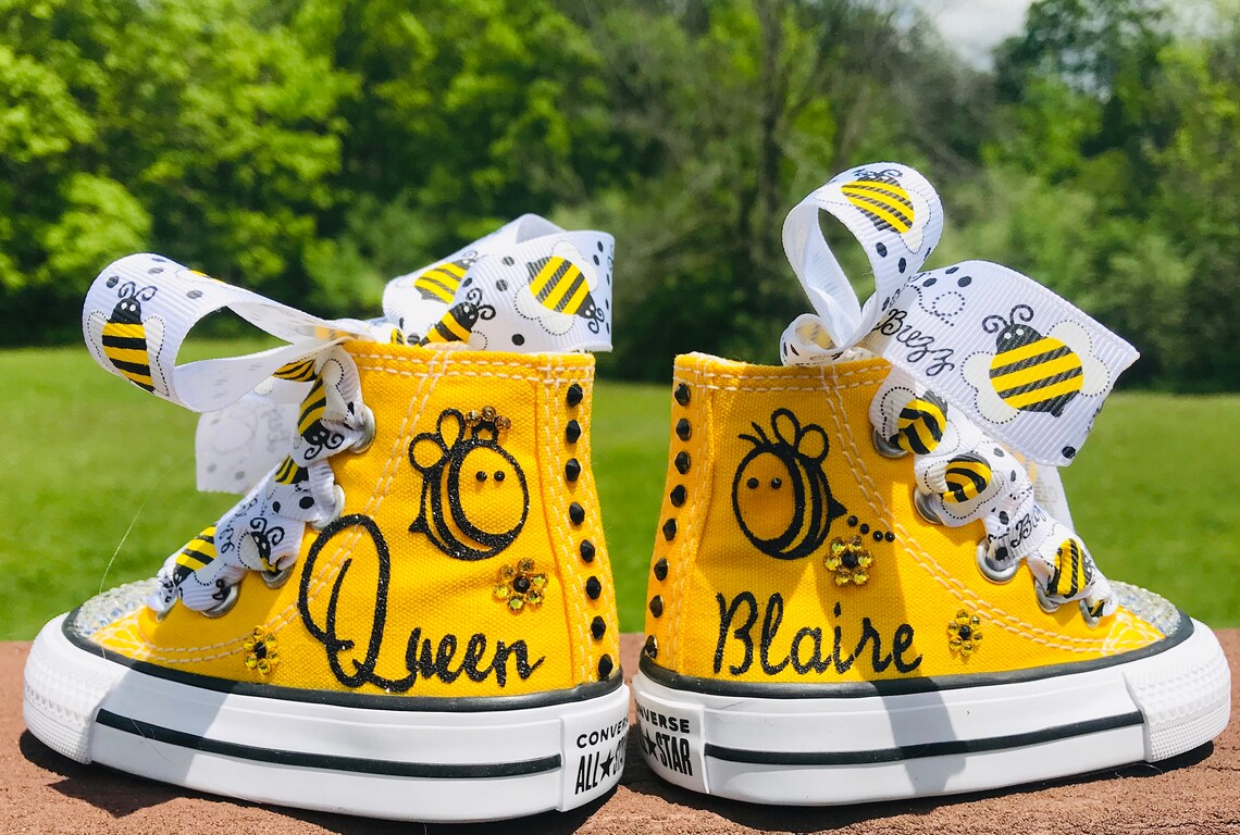 NEW Yellow high top queen bee shoes Customized with Name & Etsy