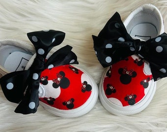 weekend sale Only  Minnie inspired Vans bling shoes with crystals personalized shoes  Complete your birthday outfit Disney baby shoes