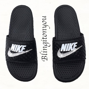 White slides hotsell with rhinestones