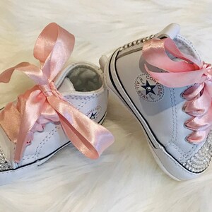 sale Baby Converse baptism wedding christening crib shoes Swarovski Crystals Bling Pageant PRINCESS PHOTO PROP girl or boy sparkle shine