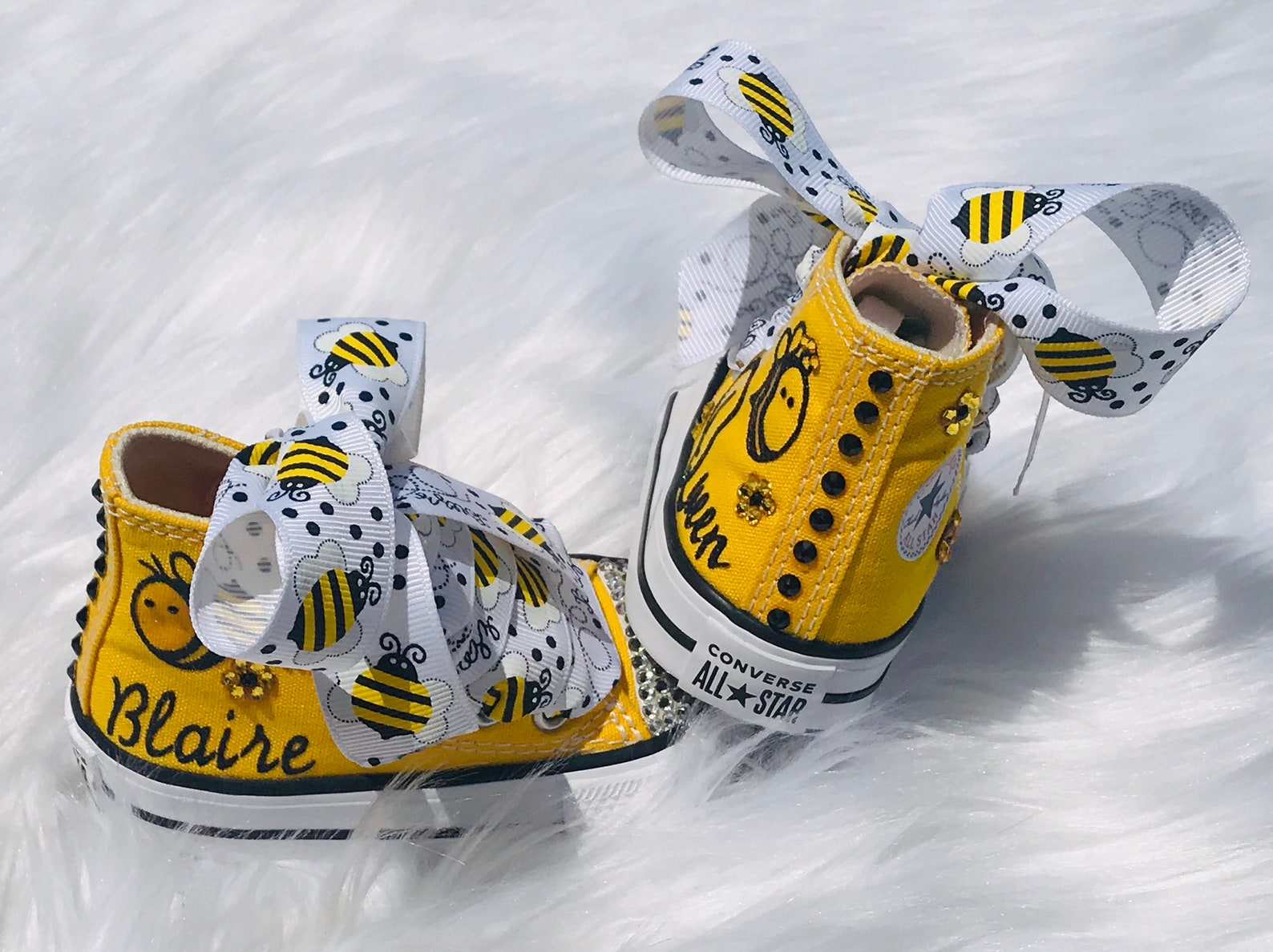 NEW Yellow High Top Queen Bee Shoes Customized With Name & Etsy