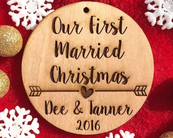 Our First Married Christmas Ornament - Just Married, First Christmas Married, Wedding Gift, Mr and Mrs, for Her, Newlywed