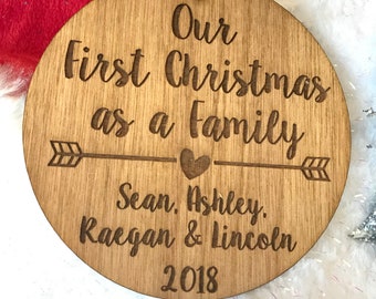 Personalized First Christmas as a Family Ornament - Family Christmas, Adoption Ornament, Wedding, New Parent, for Her