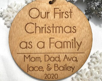 Personalized First Christmas as a Family Ornament - Family Christmas, Adoption Ornament, Wedding, New Parent, for Her