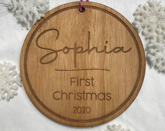 Personalized Baby's First Christmas Ornament - Wood Ornament, Baby Gift, Baby Shower, Newborn Ornament, New Parents, Mom