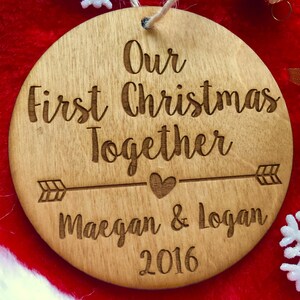 Our First Christmas Together Ornament Personalized Wood Ornament, Anniversary Gift, Gifts for Her, Adoption Ornament, image 6