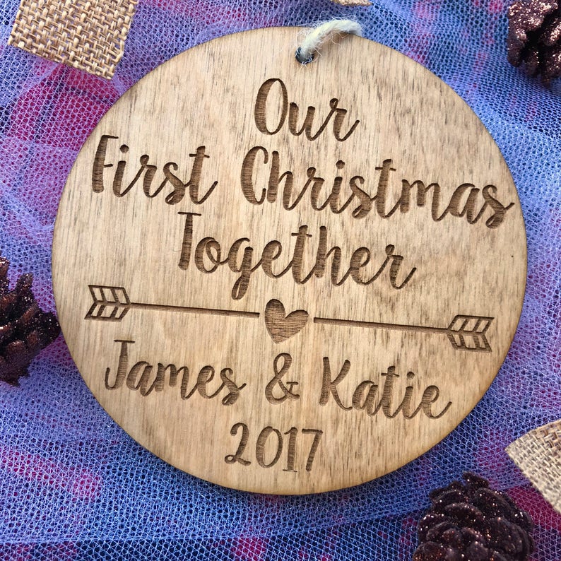 Our First Christmas Together Ornament Personalized Wood Ornament, Anniversary Gift, Gifts for Her, Adoption Ornament, image 7