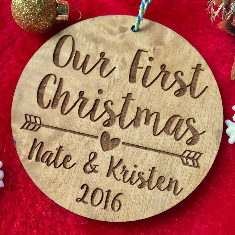 Our First Christmas Ornament Personalized Wood Ornament, Anniversary Gift, Gifts for Her, New Family, Girlfriend Gift image 6