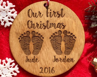 Personalized Twin Christmas Ornament - Baby Shower Gift, Baby Boy, Baby Girl, Twin Baby Gifts, Newborn Gift, Parent Keeps