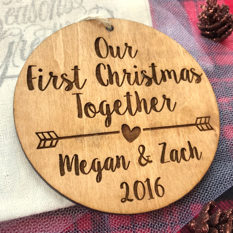 Our First Christmas Together Ornament Personalized Wood Ornament, Anniversary Gift, Gifts for Her, Adoption Ornament, image 10