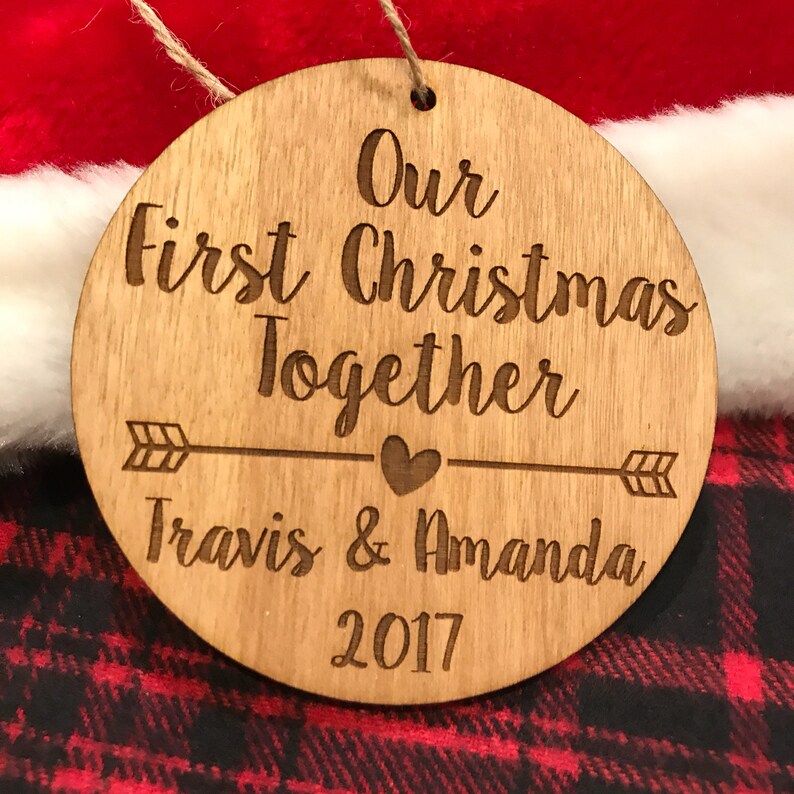 Our First Christmas Together Ornament Personalized Wood Ornament, Anniversary Gift, Gifts for Her, Adoption Ornament, immagine 5