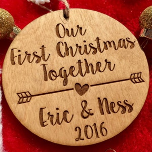 Our First Christmas Together Ornament Personalized Wood Ornament, Anniversary Gift, Gifts for Her, Adoption Ornament, immagine 9