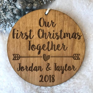 Our First Christmas Together Ornament Personalized Wood Ornament, Anniversary Gift, Gifts for Her, Adoption Ornament, image 3