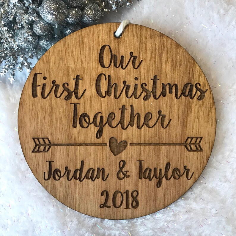 Our First Christmas Together Ornament Personalized Wood Ornament, Anniversary Gift, Gifts for Her, Adoption Ornament, immagine 3