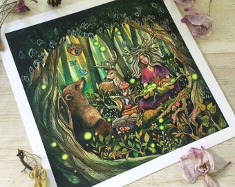 Woodland Mother, Print, 8x8 inches