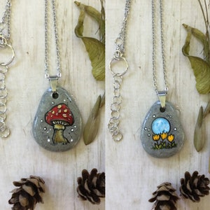 Mushroom Moon, Small Charm, double sided
