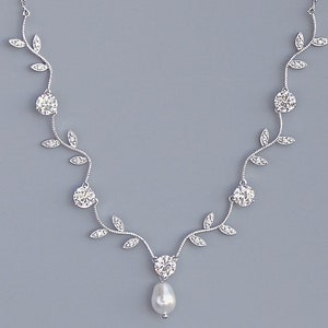 Collier en cristal de vigne, collier de mariage en perles et cristal, collier en cristal ARGENT, bijoux de mariage, collier de demoiselle d&#39;honneur, VIGNE 2